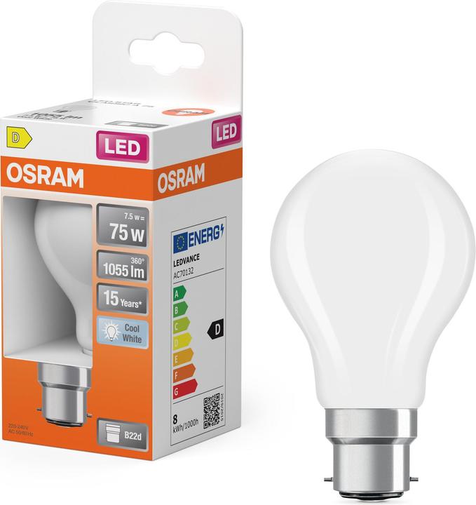 Actual product image Osram LED Retrofit CLASSIC A 75 7.5 W/4000 K B22d (B22d, 1055 lm, 1 x)