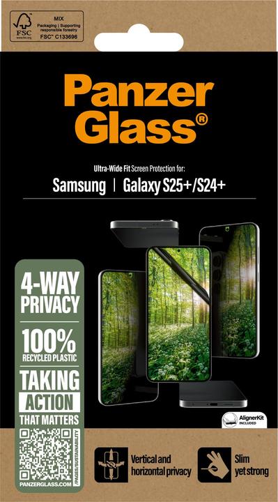 Image du produit PanzerGlass ® ECO MATRIX 4-way Privacy Protection d'écran Ultra-wide Fit (1 pcs, Samsung Galaxy S24+, Samsung Galaxy S25+)