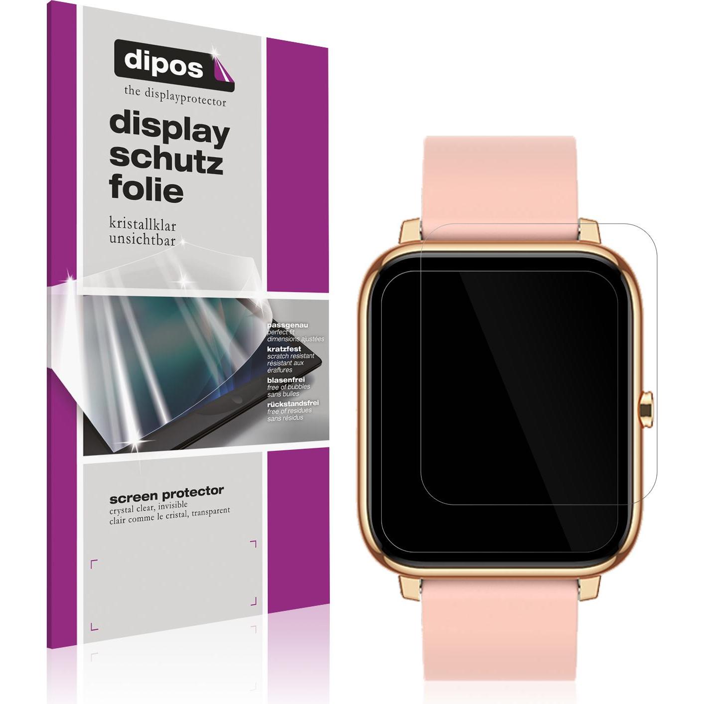 Dipos Displayschutzfolie Crystalclear, Smartwatch Schutzfolie, Transparent