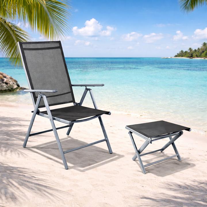 Produktbild Mojawo Hochlehner Klappstuhl + Klapphocker Fusshocker Aluminium Textilen