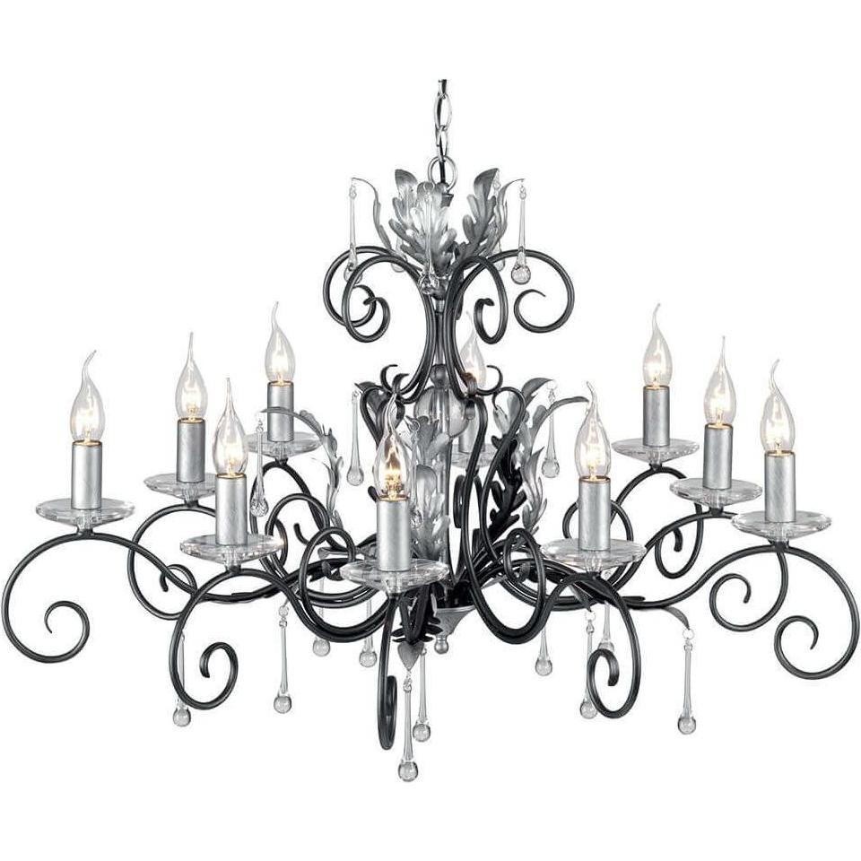 Elstead Lighting, Kronleuchter, Amarilli Kronleuchter E14 10-fach Schwarz-Silber, Made in UK (90 cm)
