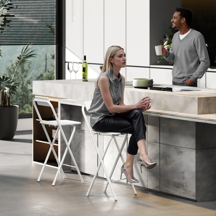 Produktbild Homcom Barhocker MDF, Stahl Weiss