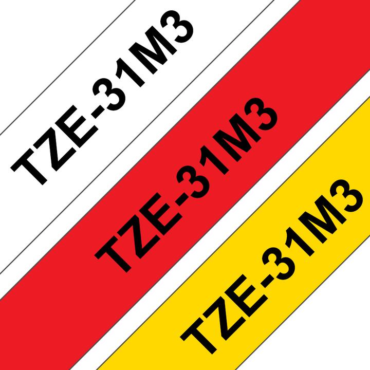 Immagine prodotto Brother Multipack TZe-31M3 (1.20 cm, Giallo, Rosso, Nero, Bianco)