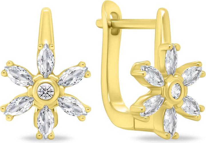 Image du produit Brilio Silver - Boucles d'oreilles pailletées or Flowers with zircons EA352Y