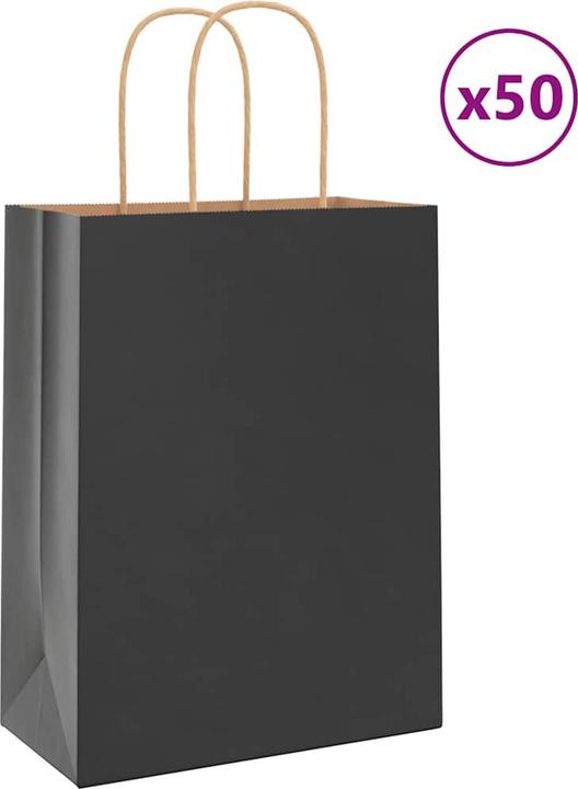 Actual product image vidaXL Kraft paper bags 50 pcs. with handle black 22x11x28 cm paper bag (50x)