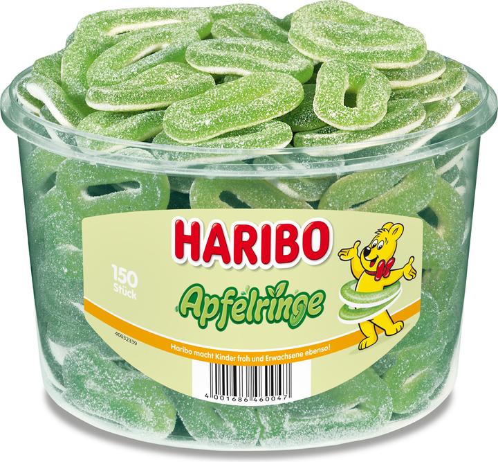 Haribo Sour apple rings can (150 pcs., 1200 g)