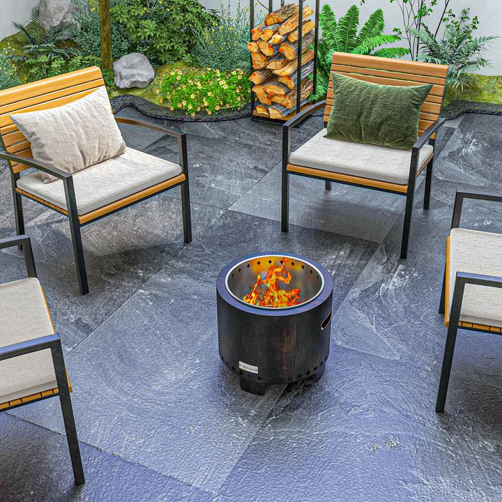 Produktbild Outsunny Feuerschale Metall, Edelstahl Schwarz (45 cm)