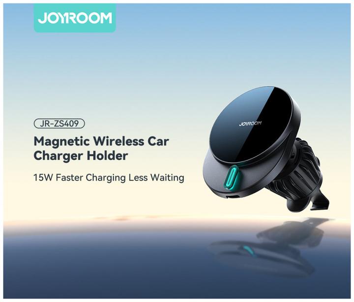 Produktbild Joyroom JR-ZS409 magnetic holder with 15W inductive charger for car air vent - black