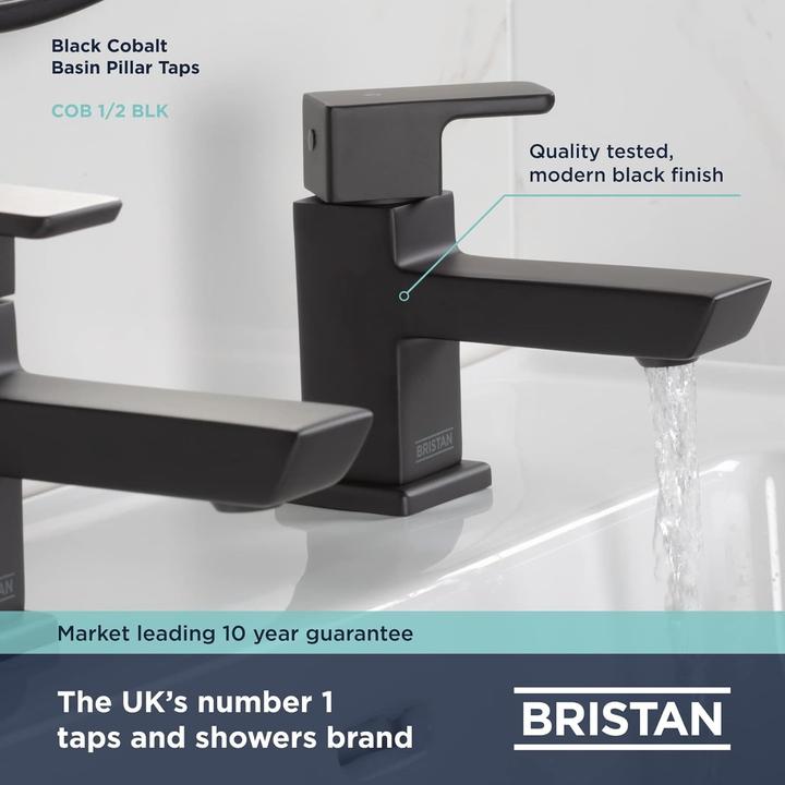 Image du produit Bristan Robinetterie de lavabo moderne noire avec garantie prolongée et service client primé