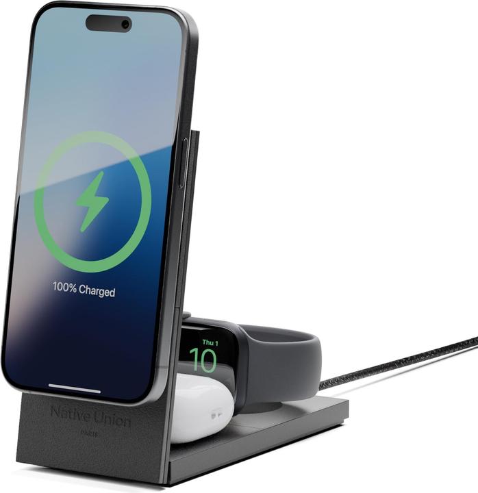 Actual product image Native Union Rise 3-in-1 INT Qi2 Wireless Charger Qi2 15W für drei MagSafe-Geräte (15 W)