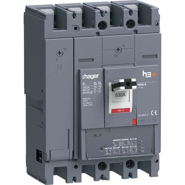 Hager HEW631JR h3+ P630 LSI 4P4D630A 70kA Leistungsschalter, Relais