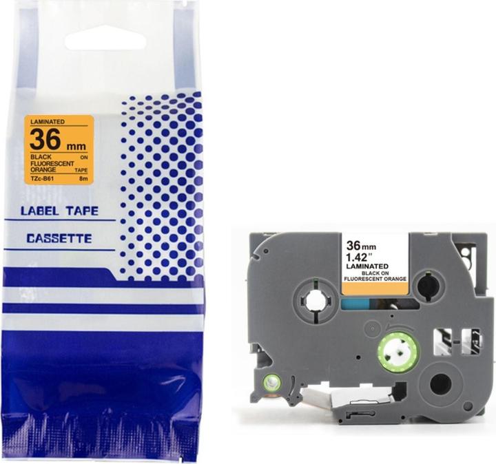 Produktbild Hermex Alternatives Etikettenband zu Brother TZe-B61 Beschriftungsband (3.60 cm, Orange)