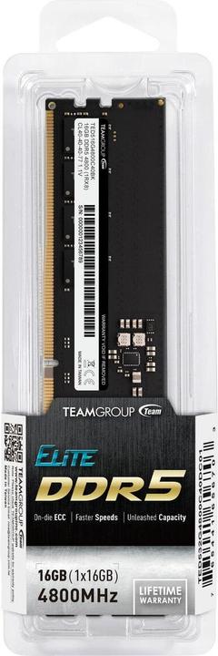 Produktbild Team Group RAM Team D5 4800 16GB CL40 Elite (1 x 16GB, 4800 MHz, DDR5-RAM, DIMM)