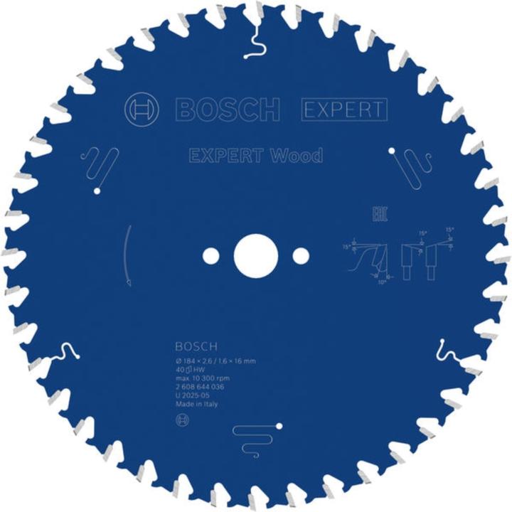 Produktbild Bosch Professional Zubehör Kreissägeblatt Expert for Wood, 184 x 16 x 2,6 mm, 40