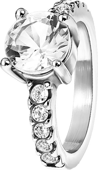 Star Piercing Ring silber Kristalle mit grossem Kristall (60, 950 Palladium)
