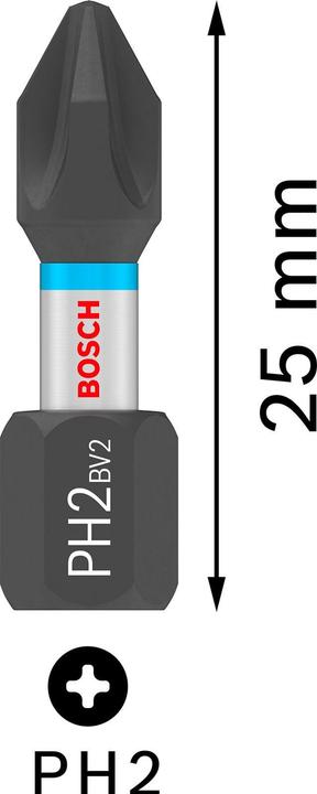 Produktbild Bosch Zubehör PRO Phillips Impact Bit, PH2, 25 mm, 25-tlg. (Bit-Adapter)