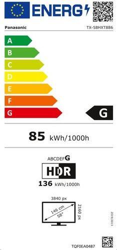 Energie-Label Panasonic TX-58HXT886 - 146 cm (58") Diagonalklasse HXT886 Series LED-TV - Smart TV - 4K U (58", LCD, 4K, 2020)