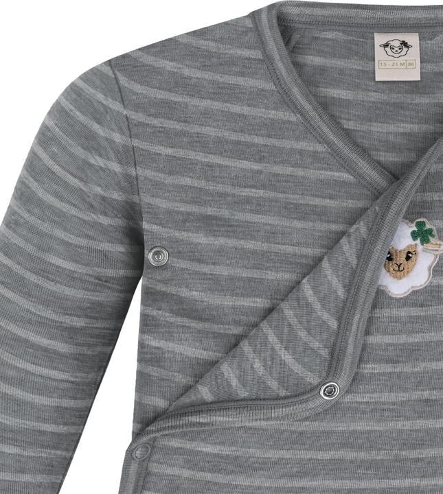 Produktbild Normani 2er Set Unisex Baby Wickelbody Langarm-Strampler Einteiler aus Merinowolle - 9351 (68)