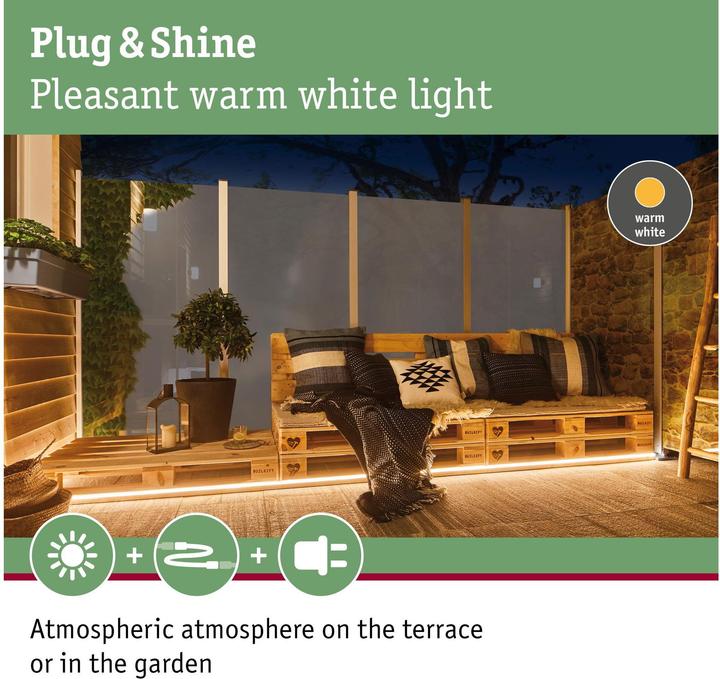 Image du produit Paulmann Bande LED Plug & Shine (Blanc chaud, 500 cm, Extérieur)