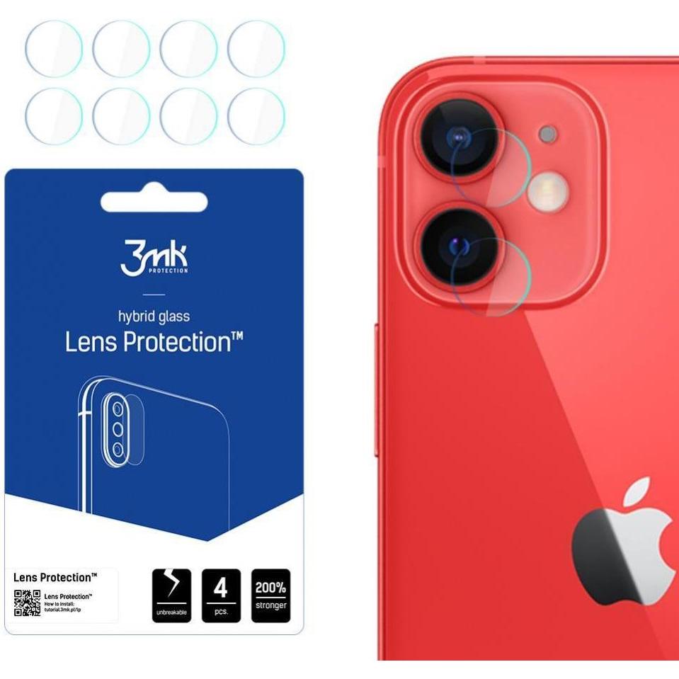 3MK hybrid glass Lens Protection for iPhone 12 Mini (1 pz., Apple iPhone 12 mini), Pellicola protettiva smartphone, Trasparente