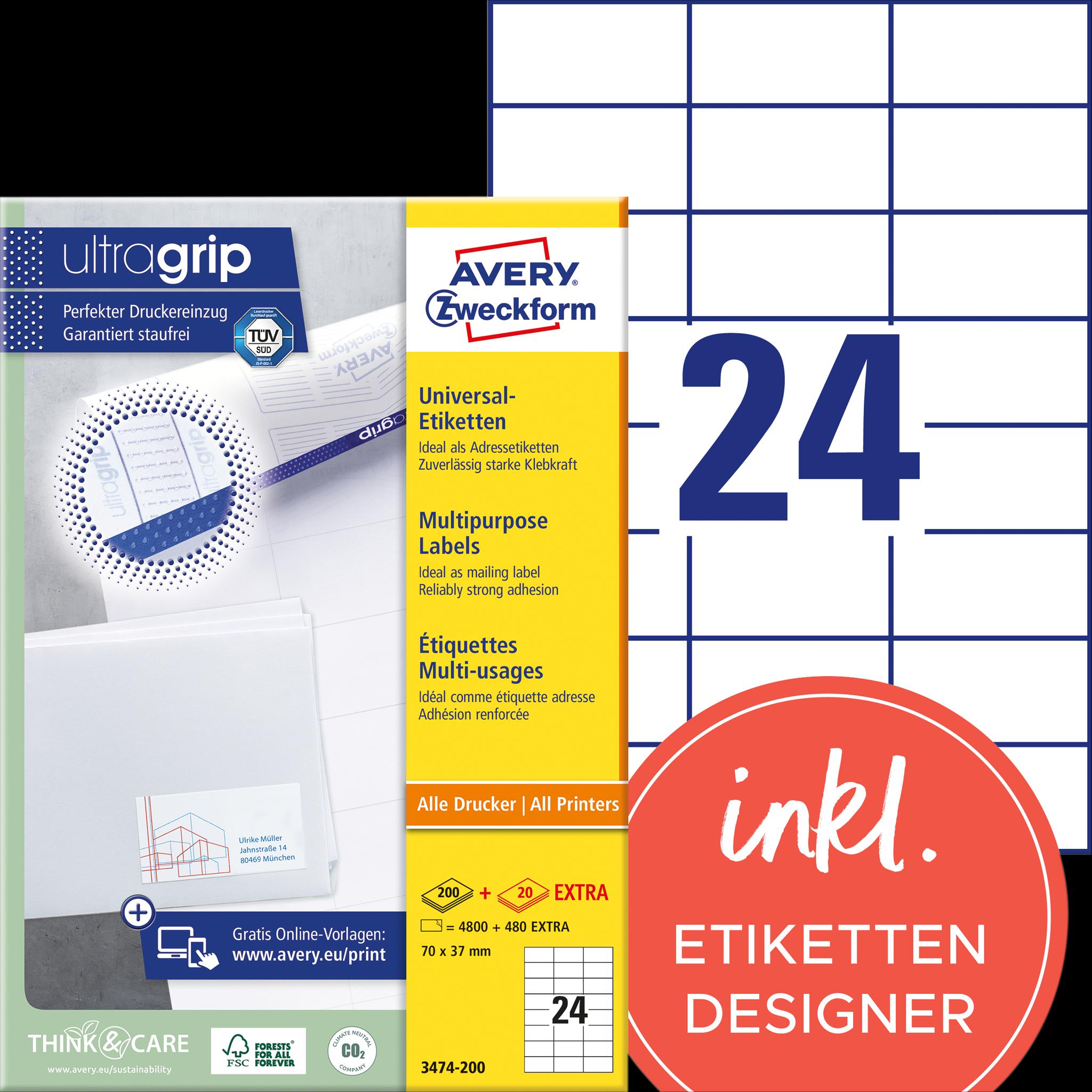 Avery, Etiketten, Universal-Etiketten