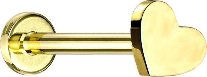 Produktbild Star Piercing Micro Labret Innengewinde vergoldet Herz (ohne Messing, Titan)