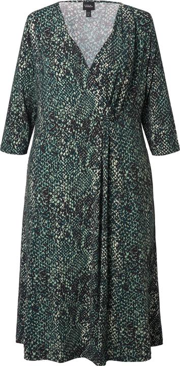Image du produit Ulla Popken Robe midi en jersey, motif peau de serpent, décolleté en V et manches 3/4 (42, 44)