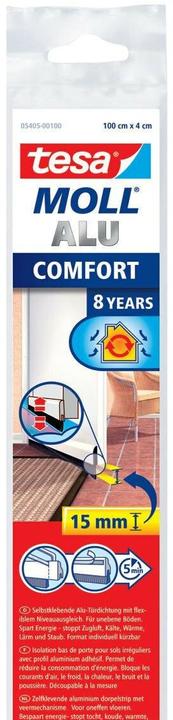 tesa tesamoll COMFORT Türdichtschiene, selbstklebende Türdichtung für unebene Böden (0.32 kg, White)