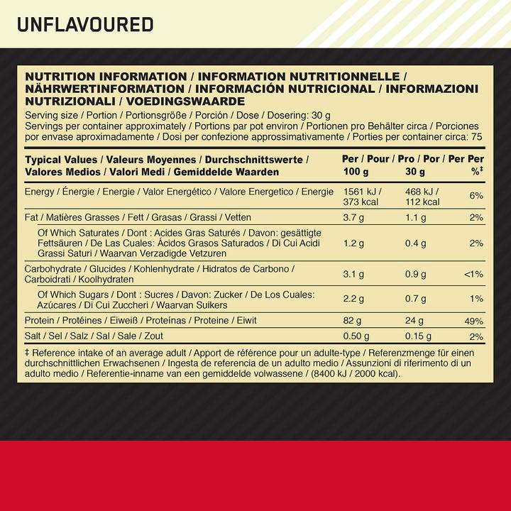 Valori nutrizionali e ingredienti Optimum Nutrition Gold Standard 100% Whey (Neutro, 1 pz., 896 g)