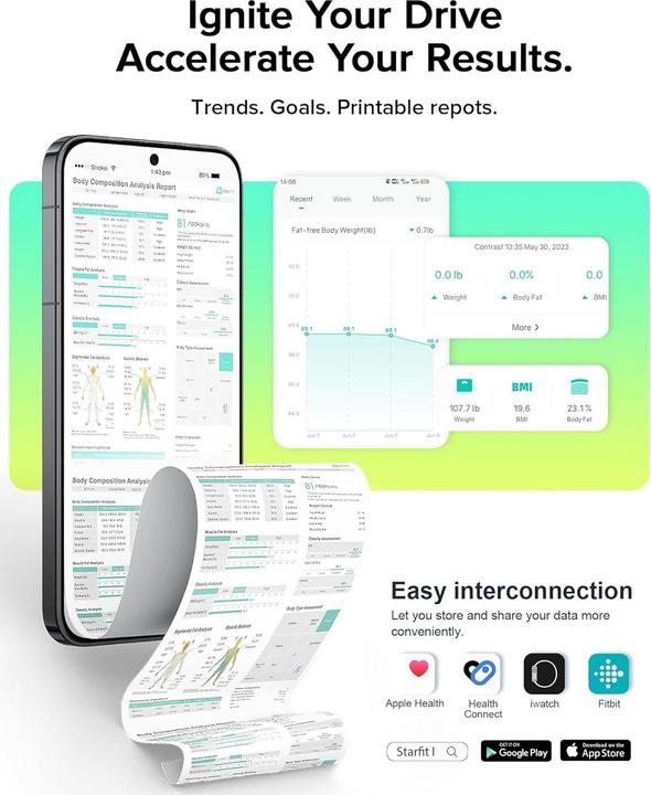 Actual product image Runstar Digital Body Composition Scale with Electrodes and App Analysis (180 kg)