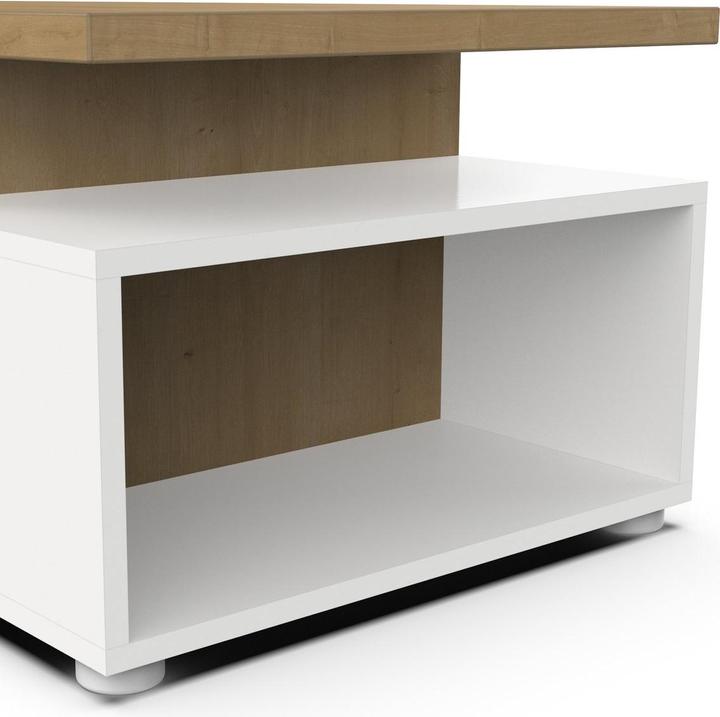 Image du produit CaliCosy Table basse 3 niches décor chêne et blanc mat L91,8 cm - ACCESS (92 x 50 x 36 cm)