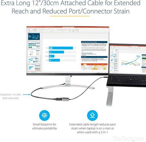 Productafbeelding StarTech USB-C naar DisplayPort Adapter - /4K USB-C naar DisplayPort 1.4 Adapter Dongle - USB Type-C naar DP (USB Type-C, 39 cm)