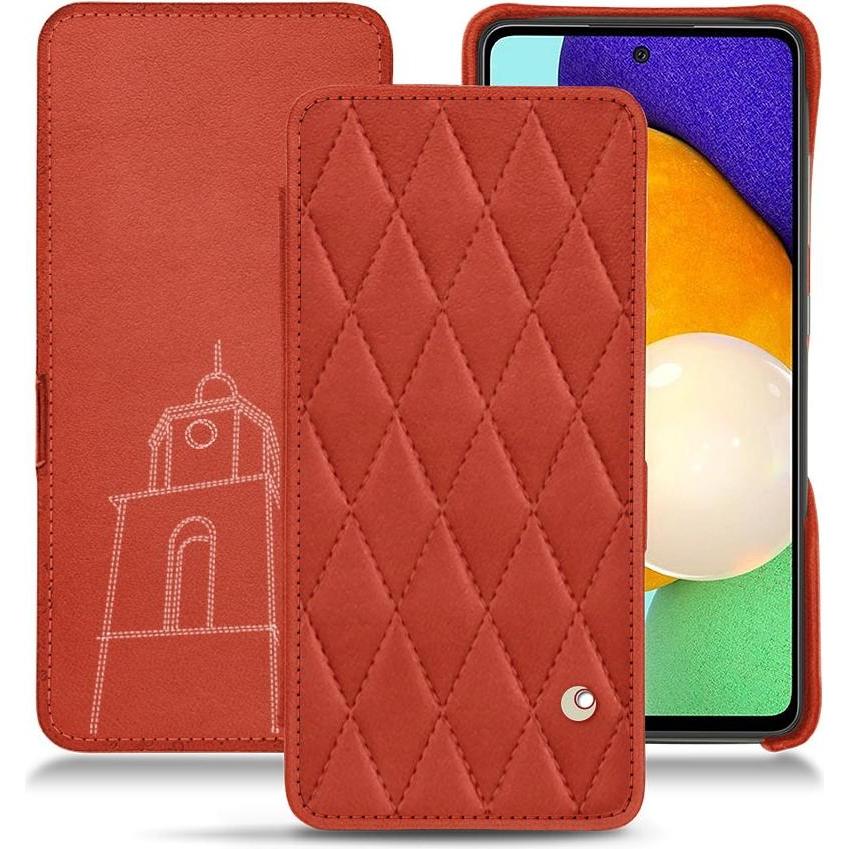 Noreve Lederschutzhülle horizontal (Samsung Galaxy A52), Smartphone Hülle, Orange