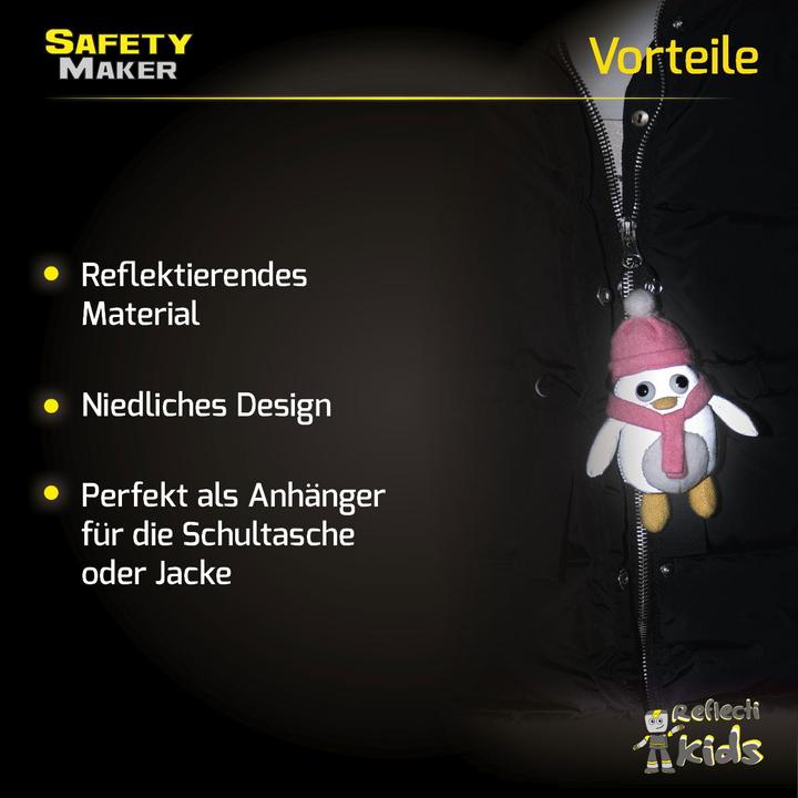 Actual product image SafetyMaker Soft pendant Pingu reflective