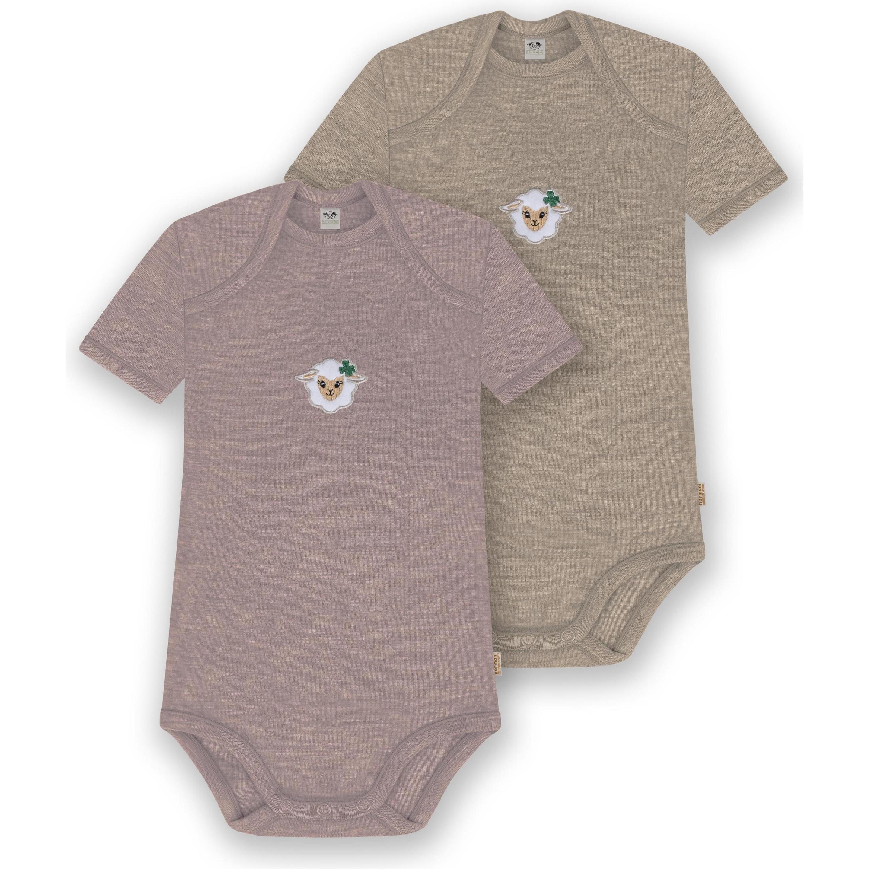 Normani, Herren, Body, 2er Set Baby Merino Body Kurzarm „Tauranga" - 9297, Rosa, (74)
