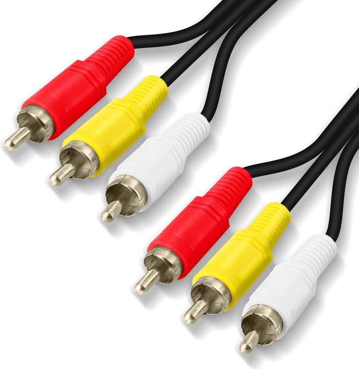 Actual product image LinQ 3x RCA plug to 3x RCA plug video cable, length 5m - Black (5 m)