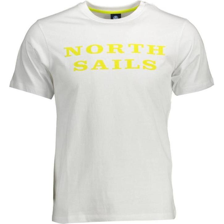 North Sails, Mannen, Sportief shirt, White Cotton Men T-Shirt (XXL), Wit, XXL