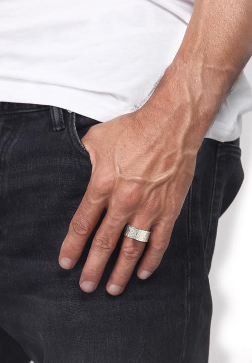 Image du produit Kuzzoi Bague Hommes Bandeau Structure Organique 925 Argent (54, Argent 925)