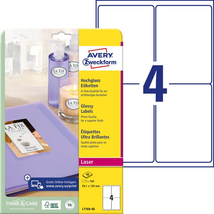 Actual product image Avery Glossy labels