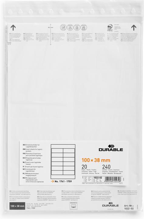 Actual product image Durable Insertion labels for logistics pockets 100 x 38 mm