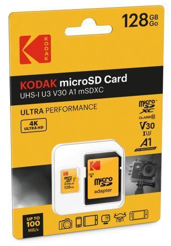 Immagine prodotto Kodak SD MICRO 128GB CL10 UHS-I U3 V30 A1 ULTRA CON ADATTATORE (128 GB, microSDXC, U3, UHS-I)