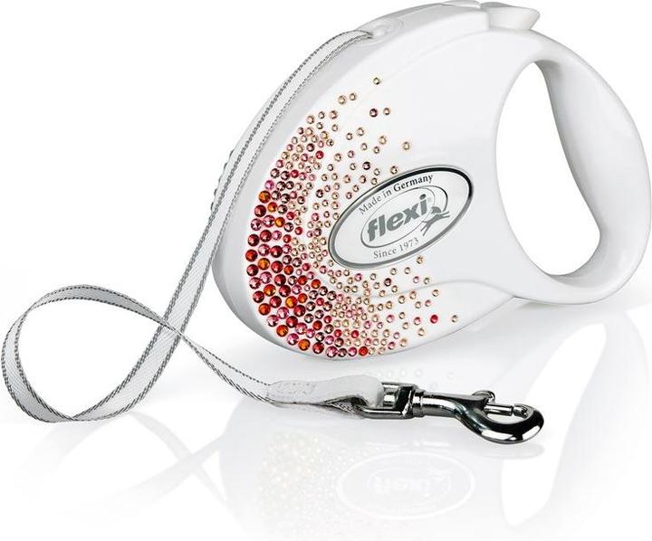 Productafbeelding Flexi Glam Splash Oriënt met Swarovski-kristallen S - Intrekbare hondenriem - 3 m - Wit (S, Hond, Loop)
