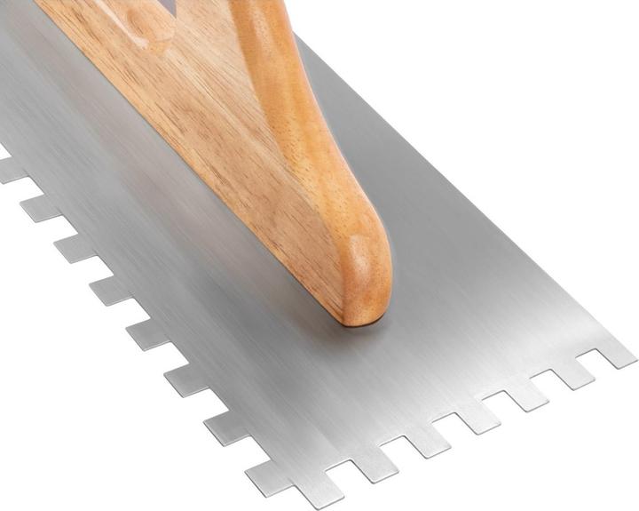Actual product image Stahlwerk Two-handed smoothing trowel 140 x 500 mm with 10 mm rectangular teeth (50 cm)