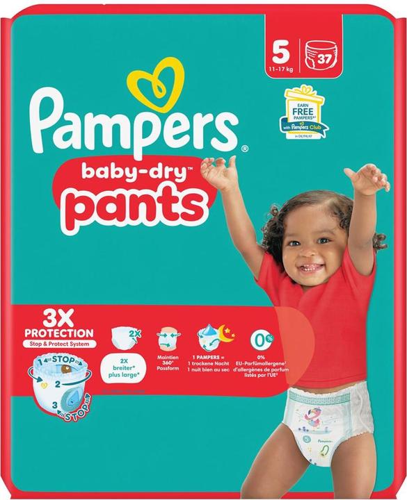 Immagine prodotto Pampers Pantaloni Baby-Dry (Dimensione 5, Pacco trasportabile, 37 pz.)