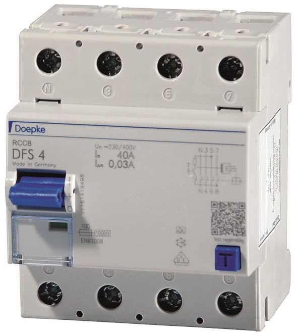 Doepke GmbH Fi-Schutzschalter A 4p 440V 63A 0.5A 4TE REG DIN-Schiene 10kA 0 (DFS4063-4/0,50-A)
