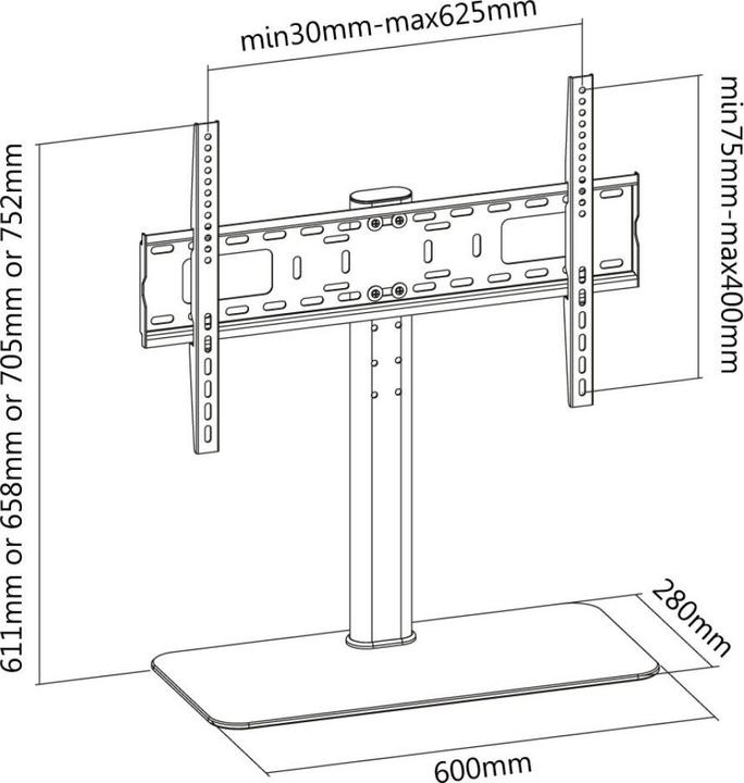 Actual product image Techly LCD Display Stand - Black - Screen Size: 81.3-139.7 cm (32"-55") (Table, 55")