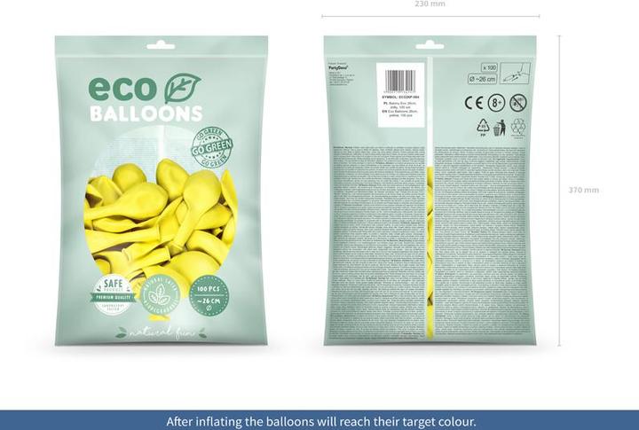 Produktbild Partydeco Eco Balloons 26cm pastel, yellow (1 pkt / 100 pc.) (100 x)