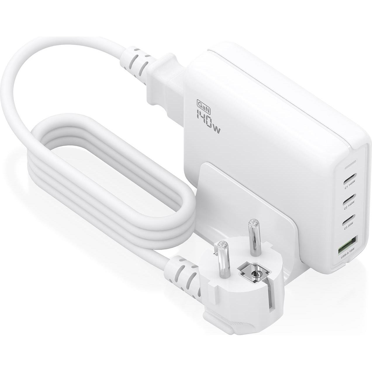 Aisens ASCH-140W4P055-W (140 W, 4 porte), Caricatore USB, Bianco