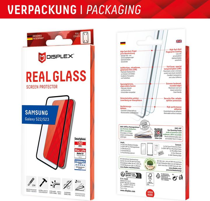 Produktbild Displex Premium Glass, Full Cover Panzerglas (1 Stück, Samsung Galaxy S22, Samsung Galaxy S23)