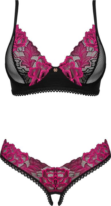 Produktbild Obsessive Ouvert BHSet Schwarz/Lila (L, XL)